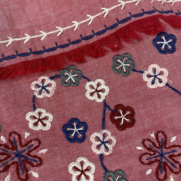 Bobbie Brooks Shirt Womens Size 20W Red 2X Embroidered Floral Work Office Casual - Picture 7 of 16